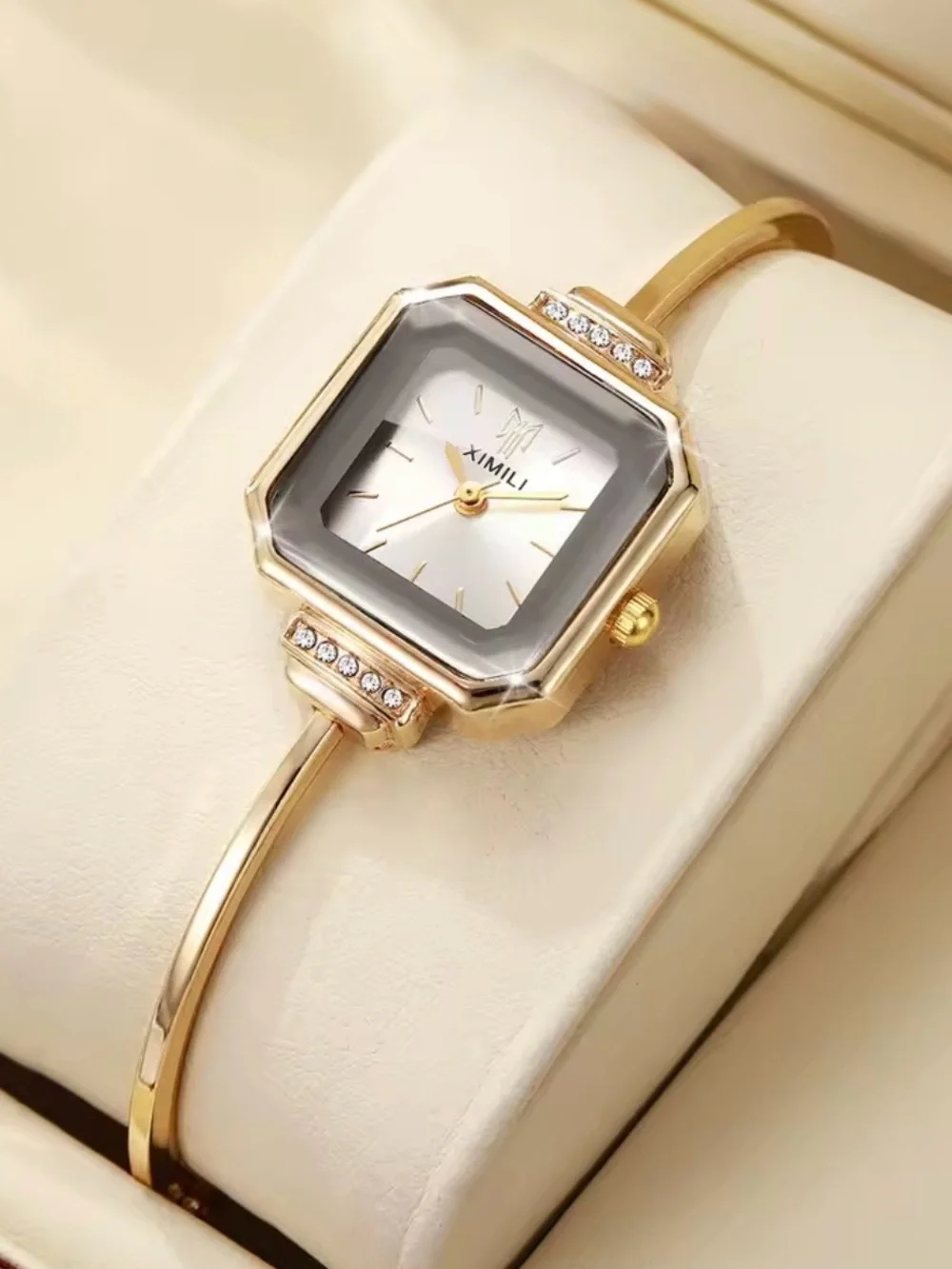 New Gold-Tone Women's Crystal Accent Bangle Watch - Gold